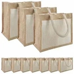 vidaXL Jute-Handtaschen mit Tasche 10 Nat&uuml;rlich und Wei&szlig; - Braun