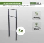 5 x Fahrradanlehnb&uuml;gel 116,5 x 39 cm Flachstahl 13 mm Anthrazit Einbetonieren