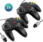 Controller 2er Set f&uuml;r Nintendo 64 / N64 in Schwarz, Retro Look Gamepad, Eaxus...
