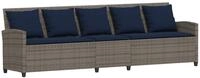 vidaXL Gartensofa 5-Sitzer mit Kissen Grau Poly Rattan - Grau