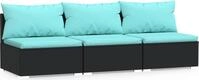 vidaXL 3-Sitzer-Sofa mit Auflagen Schwarz Poly Rattan - Schwarz