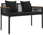 vidaXL Bank Outdoor 2 -Seater 117 x 54 x 74,5 cm Poly-Rattan Schwarz - Schwarz