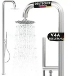 Au&szlig;endusche 316 / V4A Edelstahl Gartendusche Warm- Kaltanschluss Handbrause