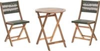 BELIANI Bistro Set Gr&uuml;n Akazienholz mit Seilgeflecht 1 Gartentisch 2...