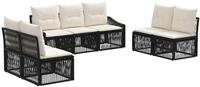 vidaXL Gartensofa-set 7 stk. Schwarz Poly-Rattan - Schwarz