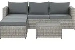 BELIANI Lounge Set Polyrattan Hellgrau 5-Sitzer Rechtsseitig mit 2 Ottomanen und