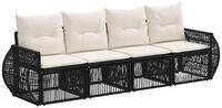 vidaXL Gartensofa-set 4 stk. Schwarz und Cremewei&szlig; Poly-Rattan - Schwarz