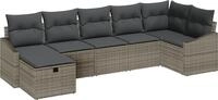 vidaXL Sofa Set 7 stk. Grau Poly-Rattan - Grau