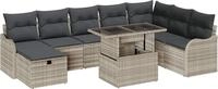 vidaXL Gartensofa-set 9 stk. Hellgrau Poly-Rattan - Hellgrau