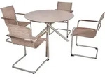 Garten-Sitzgruppe HAKON 5-tlg. - Kunststoff, Sandbraun | Gartenm&ouml;bel-Set