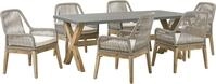 BELIANI Gartentisch mit 6 Geflecht-St&uuml;hlen Grau Beton Akazienholz-Gestell
