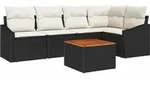 vidaXL Gartensofa-set mit Kissen 6 pcs Schwarz Poly-Rattan - Schwarz
