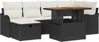 vidaXL Gartensofa-set mit Kissen 7 pcs Schwarz Poly-Rattan - Schwarz