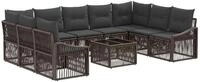 vidaXL Gartensofa-set 10 stk. Grau Poly-Rattan - Grau