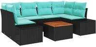 vidaXL Gartensofa-set 7 stk. Schwarz Poly-Rattan - Schwarz