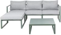 BELIANI Lounge Set Gr&uuml;n Aluminium 2-Teilig 3-Sitzer Garten Ecksofa Links mit...
