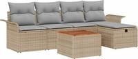 vidaXL Gartensofa-set 6 stk. Beige Poly-Rattan - Beige