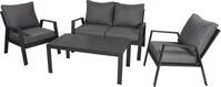 Gartenloungeset CARMEN 4-tlg - Polyester, Grau | Gartenm&ouml;bel Set Garten...
