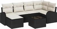 vidaXL Gartensofa-set 7 pcs Schwarz Poly-Rattan - Schwarz
