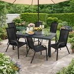 Gartengarnitur 7-teilig 180x90cm Aluminium Non-Wood Anthrazit/Schwarz -...