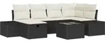 vidaXL Gartensofa-set mit Kissen 7 pcs Schwarz Poly-Rattan - Schwarz