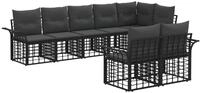 vidaXL Outdoor-Sofagarnitur 8 stk. Schwarz und Dunkelgrau Poly-Rattan - Schwarz