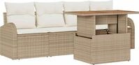 vidaXL Garten-Sofa-Set 5 stk. Beige Poly Rattan - Beige