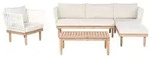 BELIANI 4-Sitzer Lounge Set Braun / Wei&szlig; Akazienholz Rustikales Design Outdoor