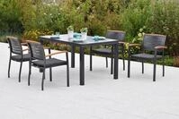 Merxx Gartenm&ouml;bel Set Tinos 9tlg., 4 Stapelsessel, 4 Sitzkissen, Ausziehtisch...