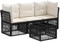 vidaXL Gartensofa-set 4 stk. Schwarz Poly-Rattan - Schwarz