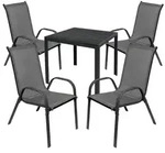 Gartengarnitur Sitzgarnitur 5-teilig 90x90cm Non-Wood Anthrazit - Grau/Schwarz