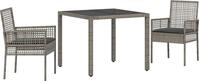 vidaXL Garten Essgruppe 3 stk. Grau Poly-Rattan - Grau