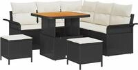 vidaXL Gartensofa-set mit Kissen 8 pcs Schwarz Poly-Rattan - Schwarz