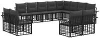 vidaXL Outdoor-Sofagarnitur 12 stk. Schwarz und Dunkelgrau Polyester - Schwarz
