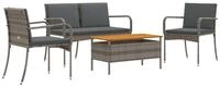 vidaXL Garten Set Grau Poly-Rattan - Grau