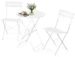 Avestar 3-teiliges Bistro-Set klappbar E-beschichtet wei&szlig; - Wei&szlig;