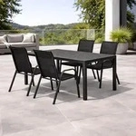 Gartengarnitur 5-teilig 180x90cm Aluminium Non-Wood Anthrazit/Schwarz -...