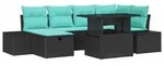 vidaXL Gartensofa-set 7 stk. Schwarz Poly-Rattan - Schwarz