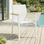 Gartenstuhl WINDY 6er Set, Wei&szlig;/Natur, robuste Terrassenm&ouml;bel, strapazierf&auml;hig,