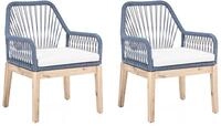 BELIANI Gartenstuhl 2er Set Marineblau Kunststoff-Geflecht und Akazienholz