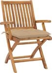 vidaXL Klappbare Gartenst&uuml;hle mit Kissen 6 Stk. Massivholz Teak