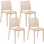BELIANI Gartenstuhl 4er Set Sandbeige Kunststoff Stapelbar mit Streben ohne...