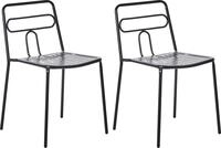 BELIANI Gartenstuhl 2er Set Schwarz aus Metall Stahl ohne Armlehnen Stapelbar