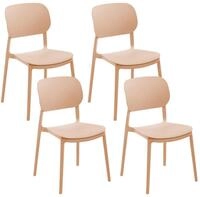 BELIANI Gartenstuhl 4er Set Sandbeige Kunststoff Stapelbar mit Lehne ohne...