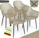 tillvex&reg; Gartenstuhl 4er Set Wetterfest mit Armlehne Taupe | Outdoor St&uuml;hle bis