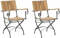 BELIANI Gartenstuhl 2er Set Hellbraun Akazienholz Lamellen-Optik mit Armlehnen
