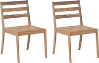 BELIANI Gartenstuhl 2er Set Hellbraun es Akazienholz Lattenoptik ohne Armlehnen