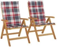 vidaXL Klappst&uuml;hle mit Kissen, 2 St&uuml;ck, Massivholz Teak