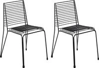 BELIANI Gartenstuhl 2er Set Schwarz Metall Gitter-Optik Stapelbar ohne Armlehnen