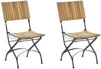 BELIANI Gartenstuhl 2er Set Hellbraun Akazienholz Lamellen-Optik Schwarzes